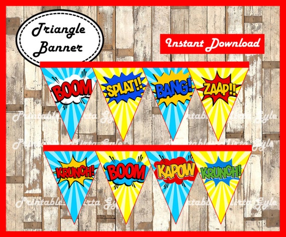 Superhero Banner printable Superhero party Banner Superhero