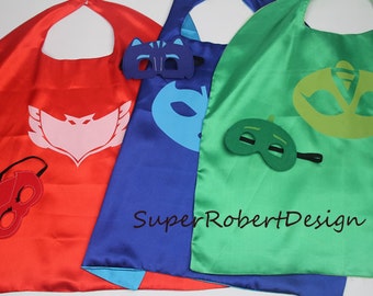 PJ Masks Costumes/Cape, mask, pj mask birthday,pj masks,pj mask masks, pj masks owlette,pj masks invitation,superhero cape/mask,Party favors