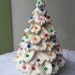 Christmas Small Ceramic Glossed White Tree with Multi-colored lights (with light cord and bulb)
