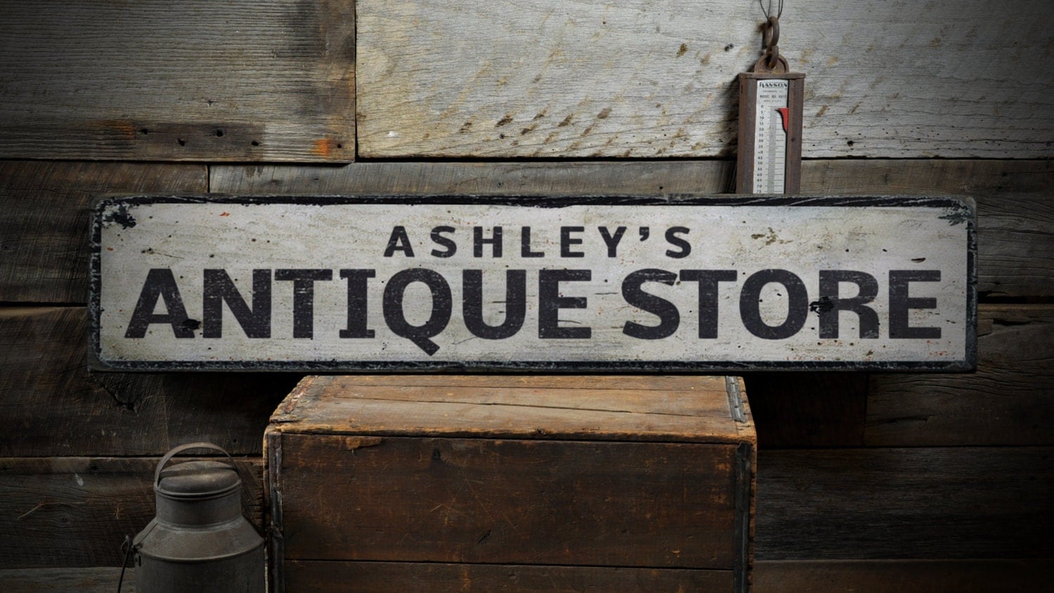 Antique Store Wood Sign Personalized Store Owner Name Sign