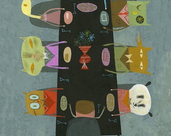 Dinner Party. Limited Edition 11x14 print by Matte Stephens.