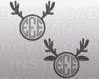 Reindeer Monogram SVG File-Christmas SVG File-Antler SVG-Die Cut,Vector Clip Art Commercial & Personal Use Cricut,Silhouette,Cameo,Vinyl