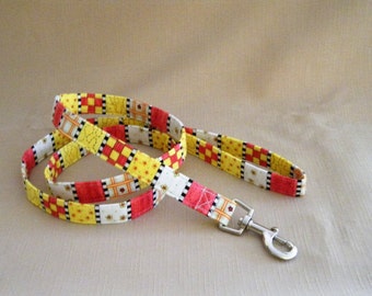 Stripes and checks yellow rose - Dog Leash