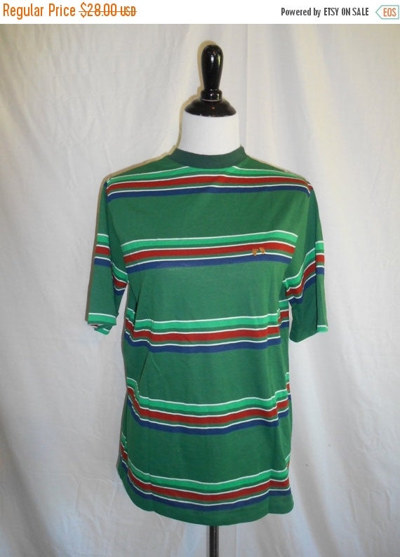 Vintage HANG TEN t shirt Striped t shirt 70s by ATELIERVINTAGESHOP