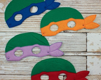 Ninja Turtle Mask SET OF 4 - felt Ninja Turtle mask for Parties, Halloween, Dress-up, Ninja Turtle Halloween Mask, Halloween Costume