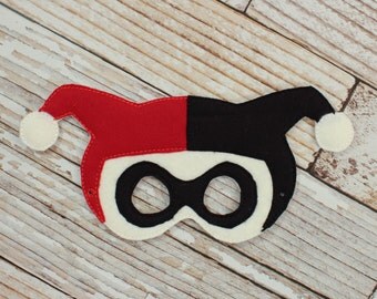 Harley Quinn Mask - felt Harley Quinn mask for Parties, Halloween, Dress-up, Harley Quinn Halloween Mask, Harley Quinn Halloween Costume