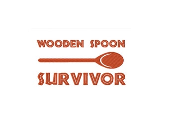 DIGITAL FILE Machine Embroidery Wooden Spoon Survivor Embroidery Design Monochromatic Large 8x12 Inches Six Popular Formats