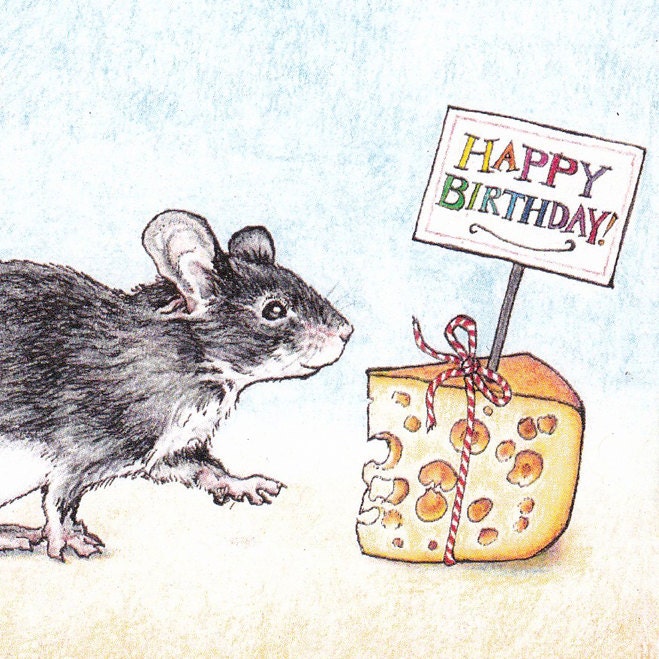 Happy Birthday Mouse Card from an Original Pen and Colored