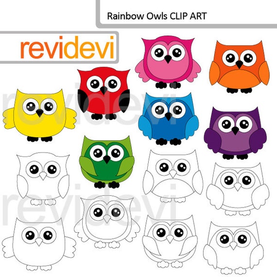 Owls Clipart Rainbow Owl Clip Art Digital Imagesc By Revidevi