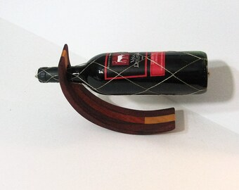 Amazing Balancing Wine Bottle Holder Made Of Three Woods