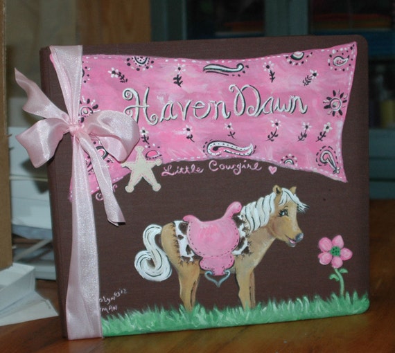 Little Cowgirl Baby Memory Book with Pink Bandana