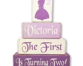 Sofia the first birthday block set disney junior princess sofia stacking block set painted wood blocks custom personalized centerpiece