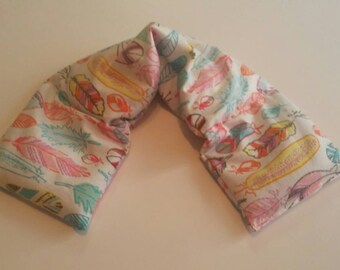 Heat therapy Rice Bag, Rice Heating Pad, Heat therapy, Shoulder heating pad, microwave heat pack -Neon feathers