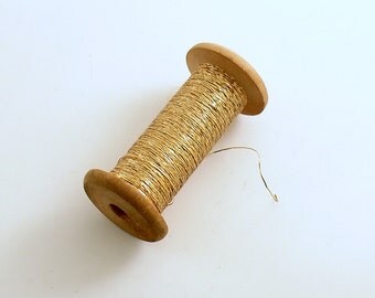Vintage Gold Metallic Thread Wood Spool France