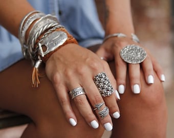 Chunky Boho Ring, Chunky Sterling Silver Rings, Boho Jewelry Chunky Ring, Chunky Boho Ring, Hippie Ring, Knit Crochet Wide Ring Boho Fashion