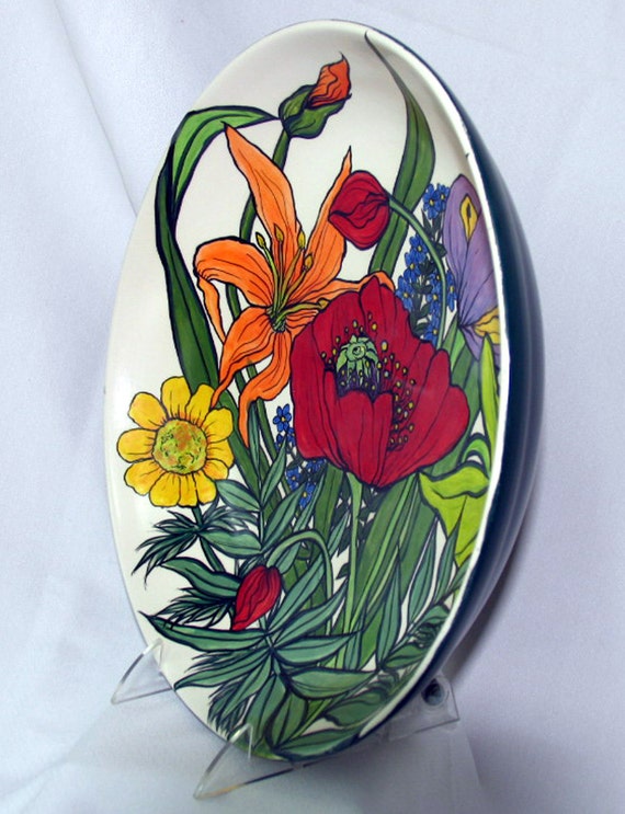 Large Ceramic Pasta Bowl Hand Painted by artistsloftppaquin1