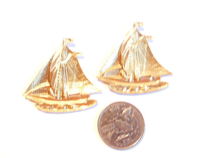 Set of 2 Brass Sailing Ship Stamping