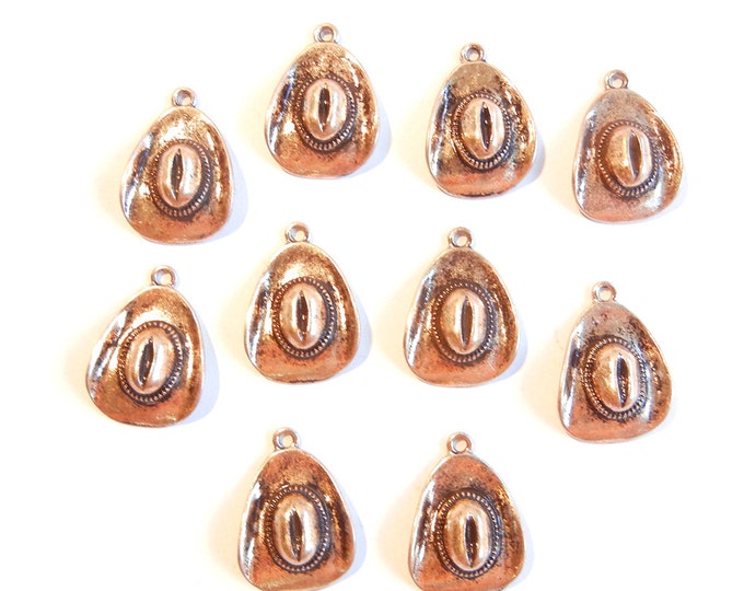 10 Cowgirl Cowboy Hat Charms Dimensional Rose Gold-tone