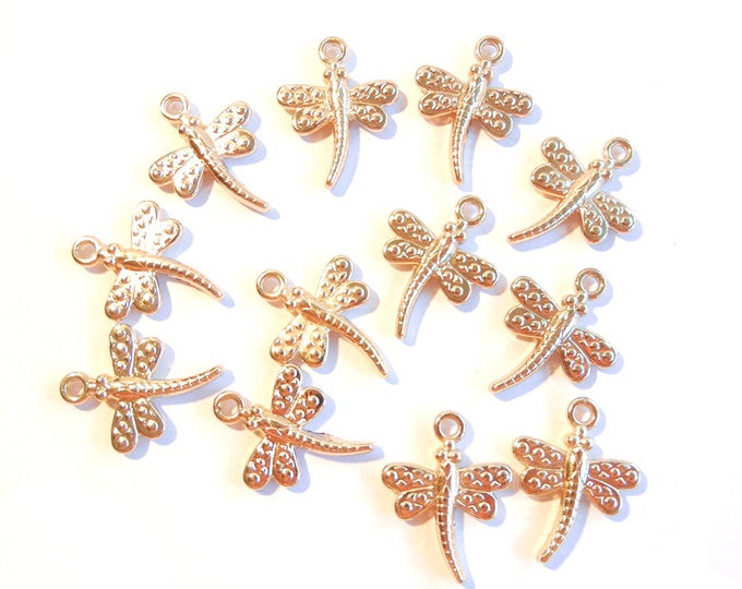 12 or 6 Pairs of Dragonfly Charms Metallic Plastic