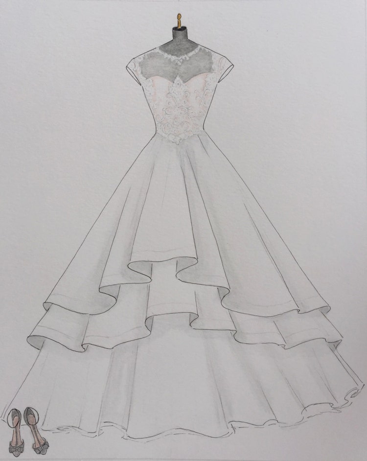 Custom wedding dress sketch wedding dress drawing bride by Zoia