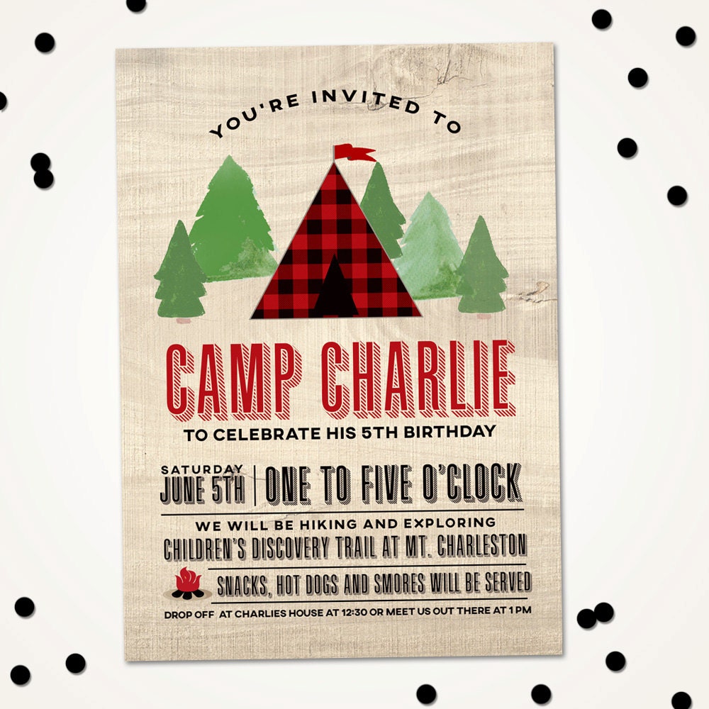 Camping Birthday Invitation Nature Birthday party invitation