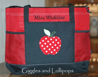 Personalized large zippered teacher tote gift tote bag