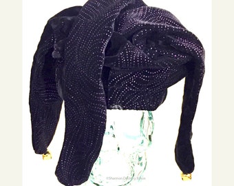 Jester Hat Joker Hat Velvet Black / Glitter Purple with Gold Bells ~ Shannon Dockery Bakos