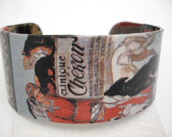 Clinique Cheron Poster Vintage Poster Cuff Decoupage Cuff Bracelet
