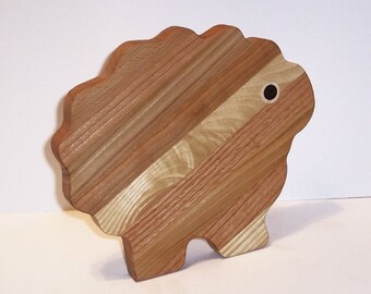 Sheep Cheese Cutting Board Handcrafted from Mixed Hardwoods