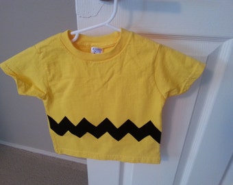 READY TO SHIP Great Costume Charlie Brown inspired Children's t-shirt with sewn cotton applique