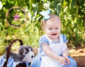 Wizard of Oz Inspired Dorothy Costume Dress for babies includes apron sizes 0-3 mos to 2t Halloween