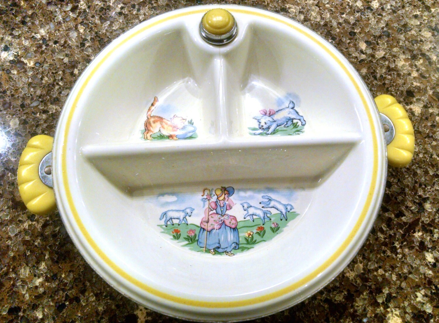 Baby Dish / Warming Food Dish / Excello Baby Dish by moldyoldies