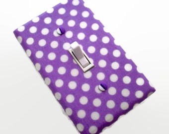 Purple Light Switch Cover - Polka Dots Switch Plate - Girls Nursery Decor - Girl Purple Bedroom Switchplate - Purple White Dots Switch Plate