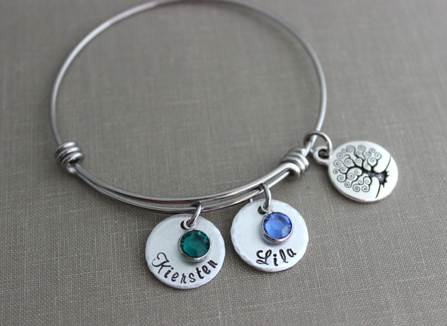 Children's name Bracelet with Family Tree by BeachCoveJewelry