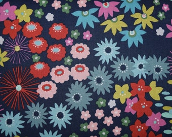 Darling Starling Floral Fabric in Navy from Alexander Henry sold in 1/2 yard increments