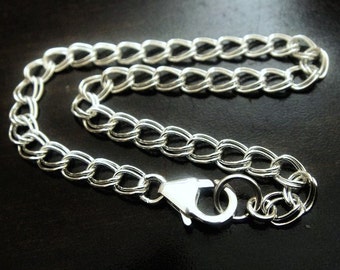 Sterling Silver Charm Bracelet, 1 Pc, Finished Chain Double Link Twisted Cable Chain, 4x5mm link Bulk Wholesale Chains, Select a Size
