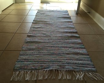 Light Blue Multi Handwoven Rag Rug 25 x 66