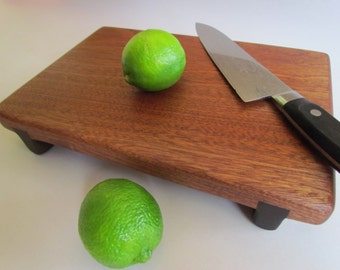 Large Reclaimed Warm Beautiful Sapele Raised THICK Cutting Board
