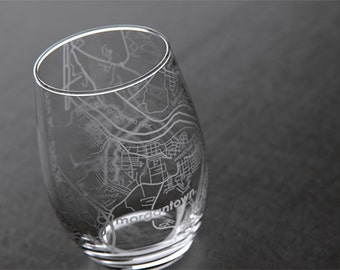 Morgantown - West Virginia University - College Town Map Stemless Wine Glass