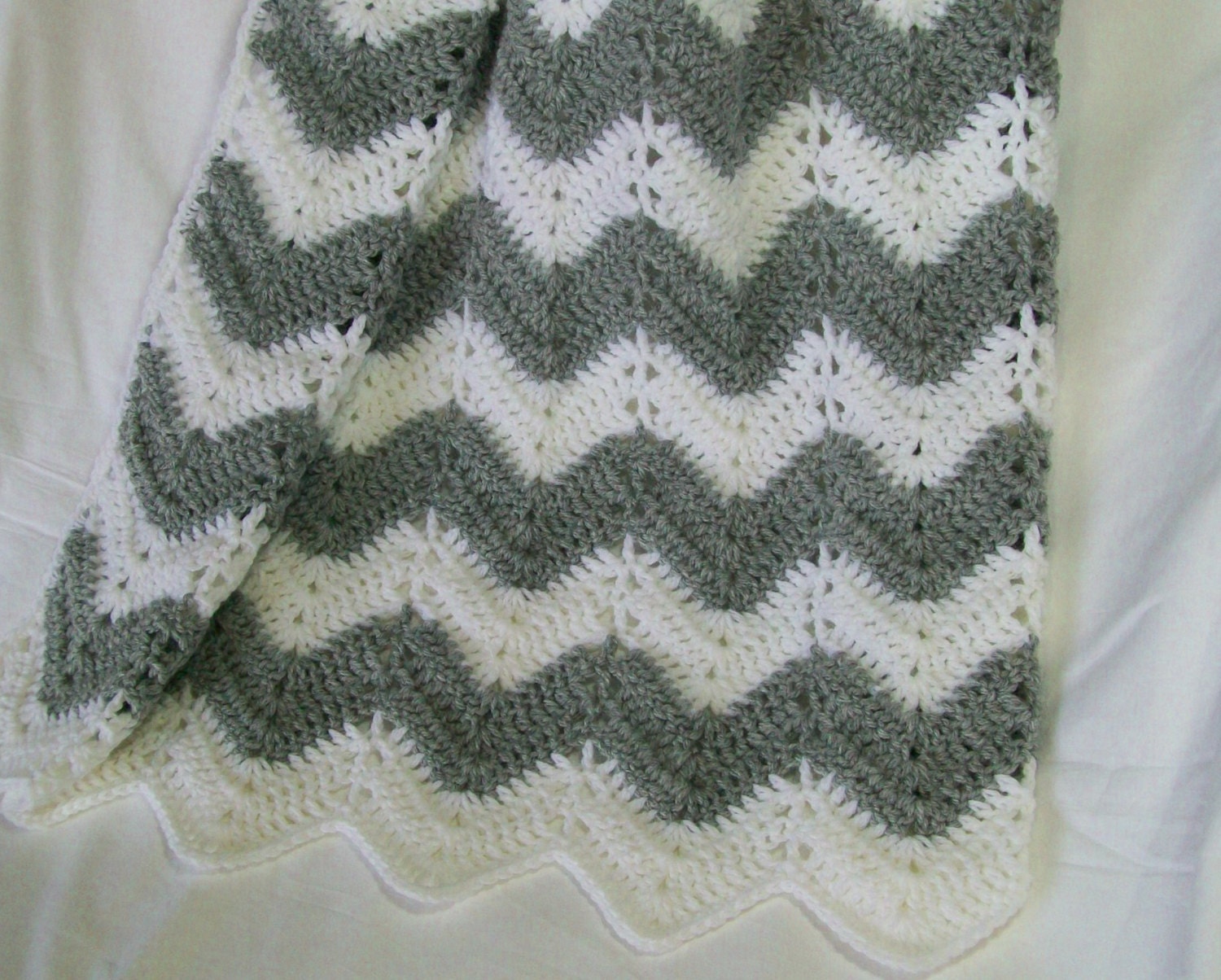 blankets grey white and baby Blanket and Baby Afghan Striped Gray White Chevron Ripple