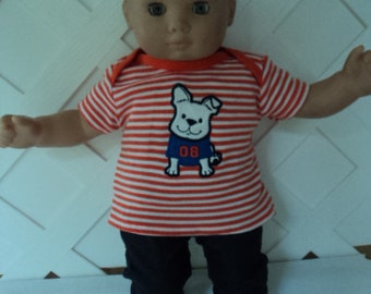 Bitty Baby Boy 2 pc. cute Doggie outfit, pants set, doll clothes
