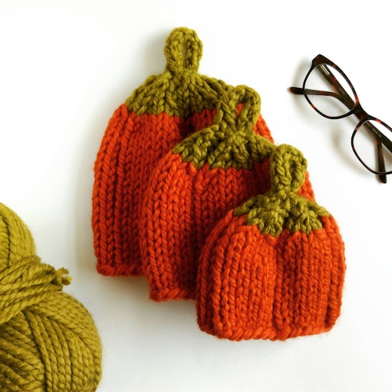 Pumpkin Hat Knitting Pattern // Pumpkin Hat Pattern // Knitting Patterns for ...