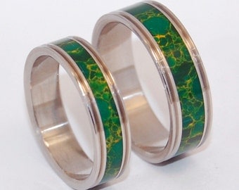 Wedding rings, Inox Steel, Egyptian jade, Eco-friendly ring, Titanium rings, Unique Wedding rings, Unisex - INOX steel CLEOPATRA'S DESIRE