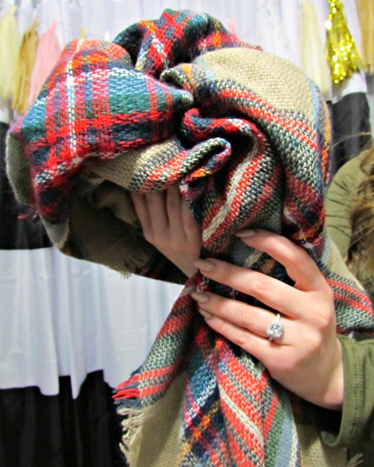 SALE THE ORIGINAL tartan plaid Zara style blanket scarf