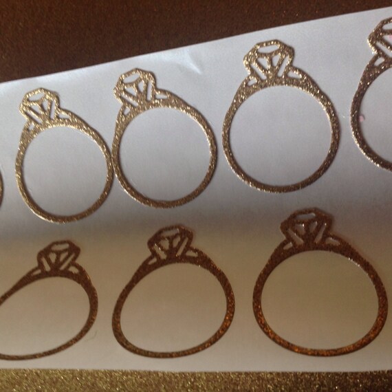 Gold Bling Bling Ring Stickers 20 pc Bridal Shower Stickers