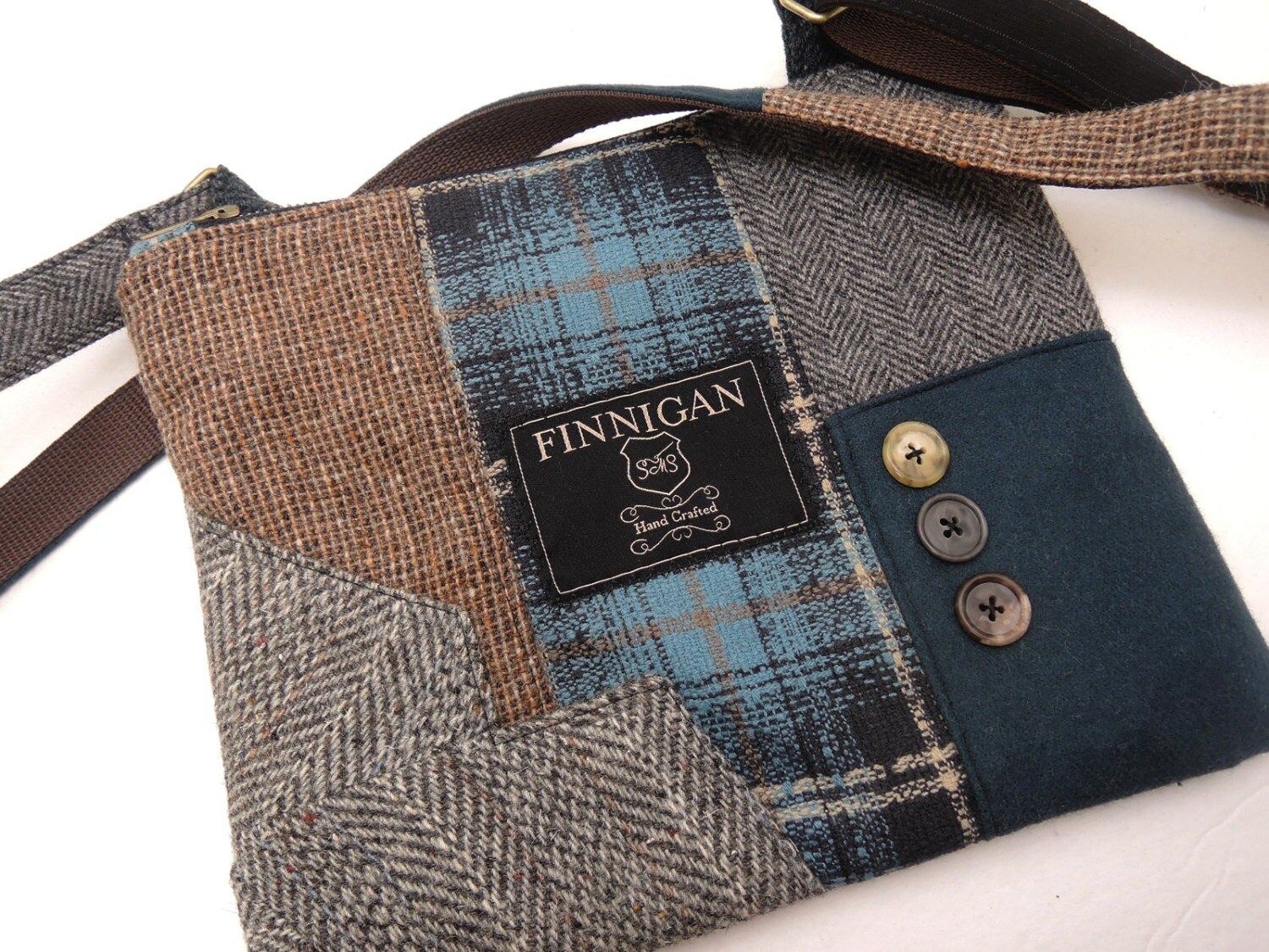 Recycled Crossbody Purse iPhone Purse pocket Zip by SewMuchStyle