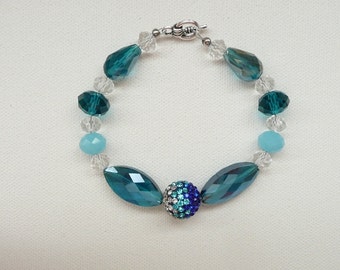 nbc-Sapphire, Aqua, and Clear Bracelet with Clasp