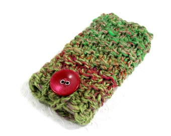 Knit Phone Sleeve in Greens, Galaxy S7 Phone Case, Knit IPhone 6 Plus Sleeve, Knit Phone Sock, Fits Galaxy Note, HTC 8X, LG, Galaxy Edge