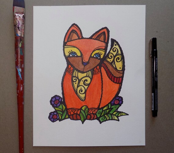 Clever Fox Children's Decor Wall Art Watercolor