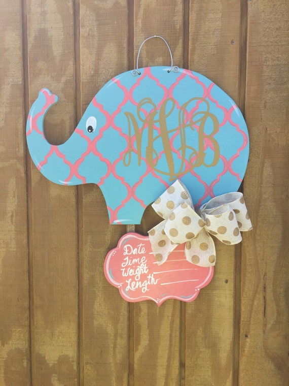 Baby Elephant Nursery/Hospital Door Hanger